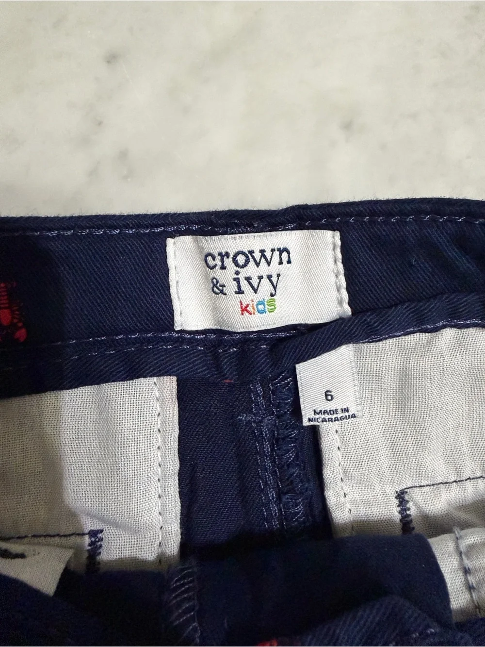 crown & ivy Navy Kids Cotton Shorts with Red Accent
